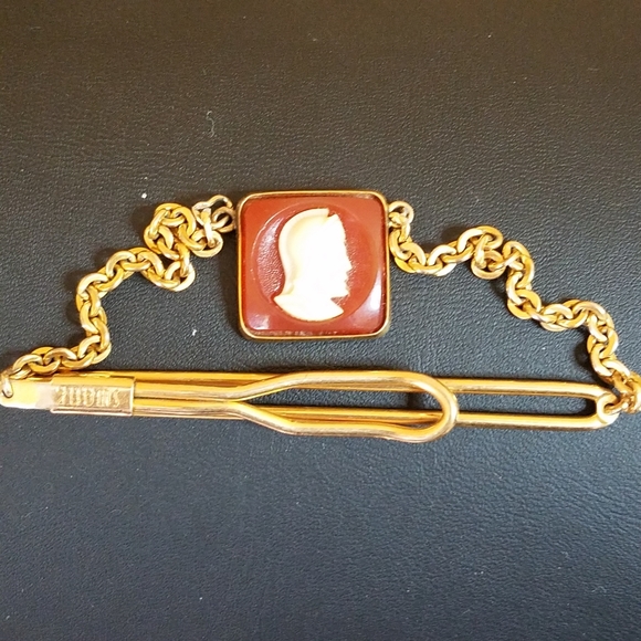 VTG Swank gold tone tie bar roman soldier centurian profile - Picture 1 of 6